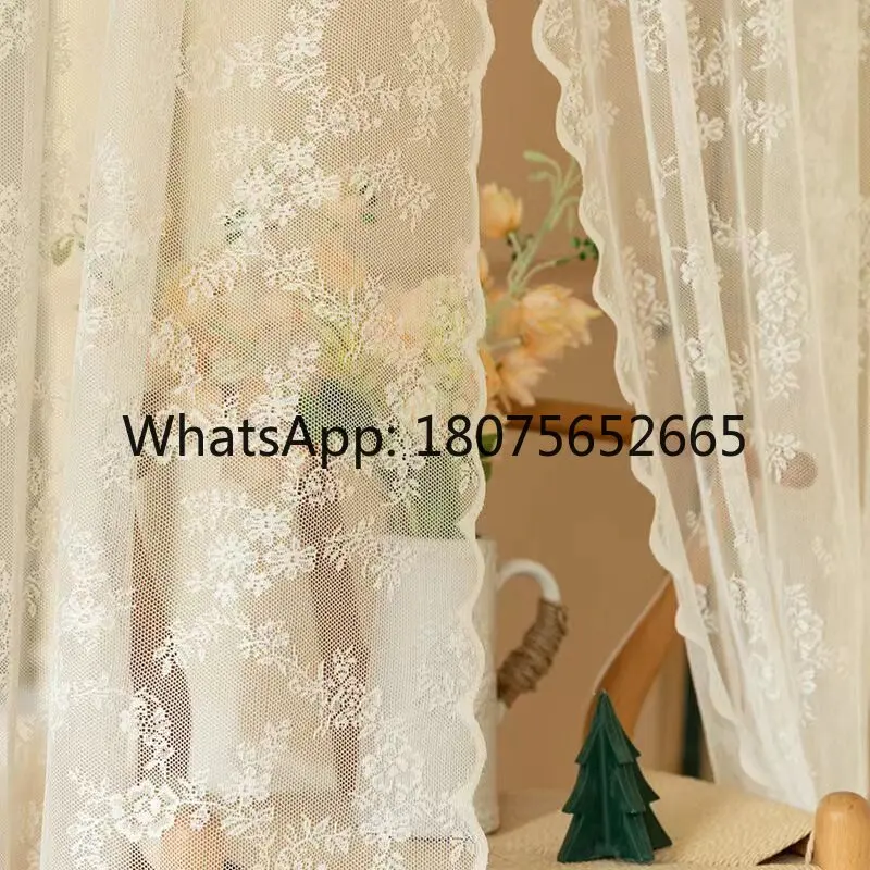 Small window door without punching lace bay window retro style curtains