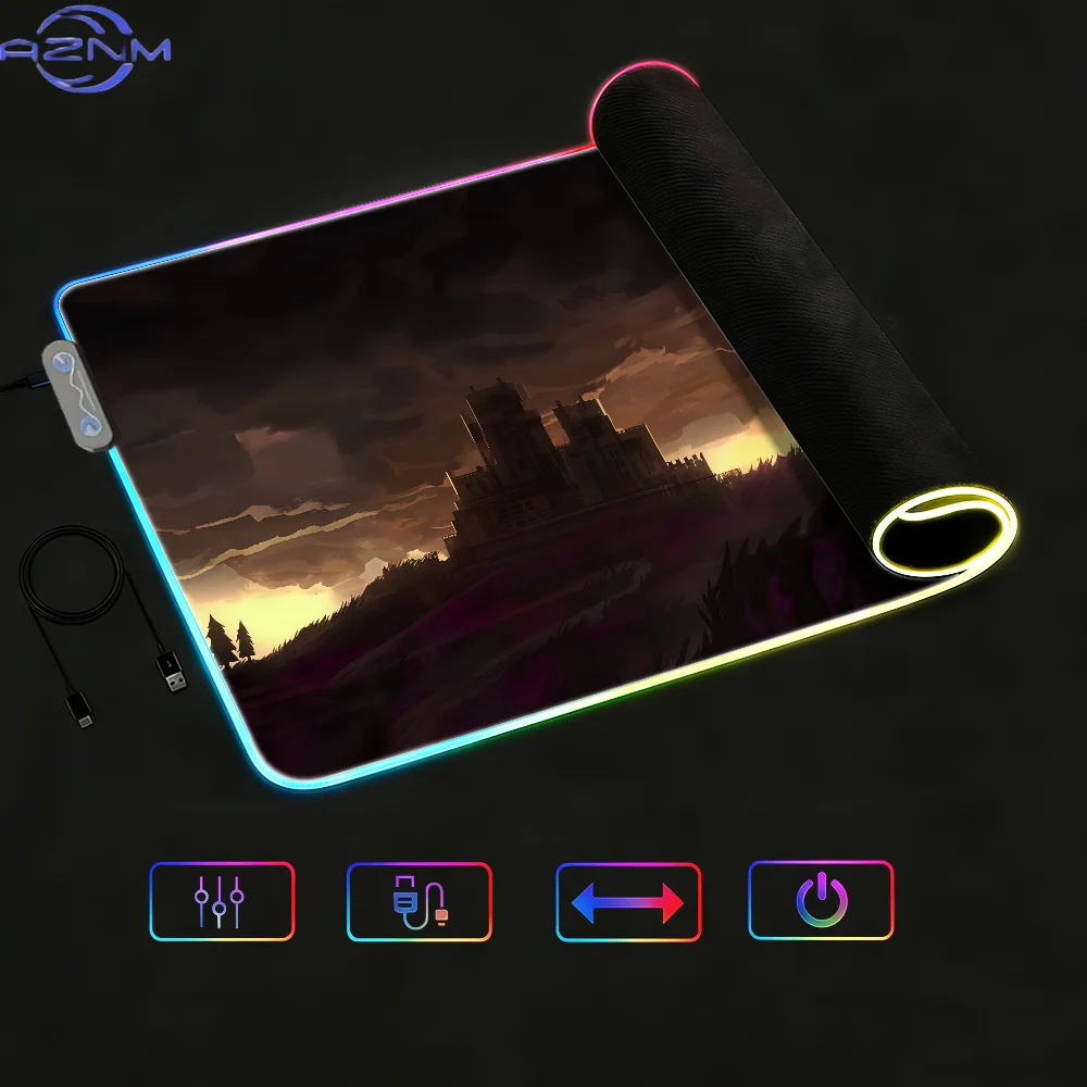 Alfombrilla de ratón Limbus Company, alfombrilla de escritorio antideslizante con LED RGB, accesorios de goma para juegos, alfom