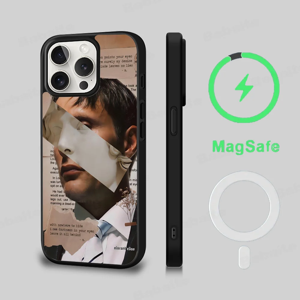 G-Graham H-Hannibal Mads Mikkelsen Phone Case Magesafe Magnetic Wireless Charge Case For iPhone 16 15 Pro Max Plus Mini