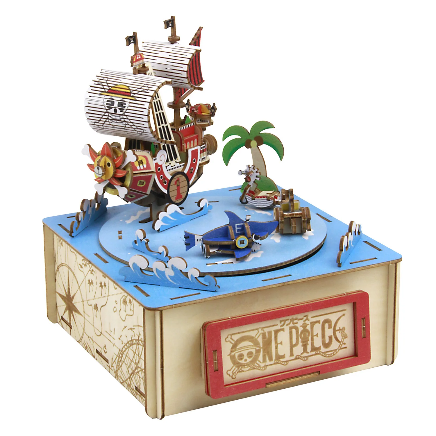 Straw Hat Crew  Music Box 3D Wooden Puzzle Wind Up Music Box Wood Kids Craft Gift Kit DIY