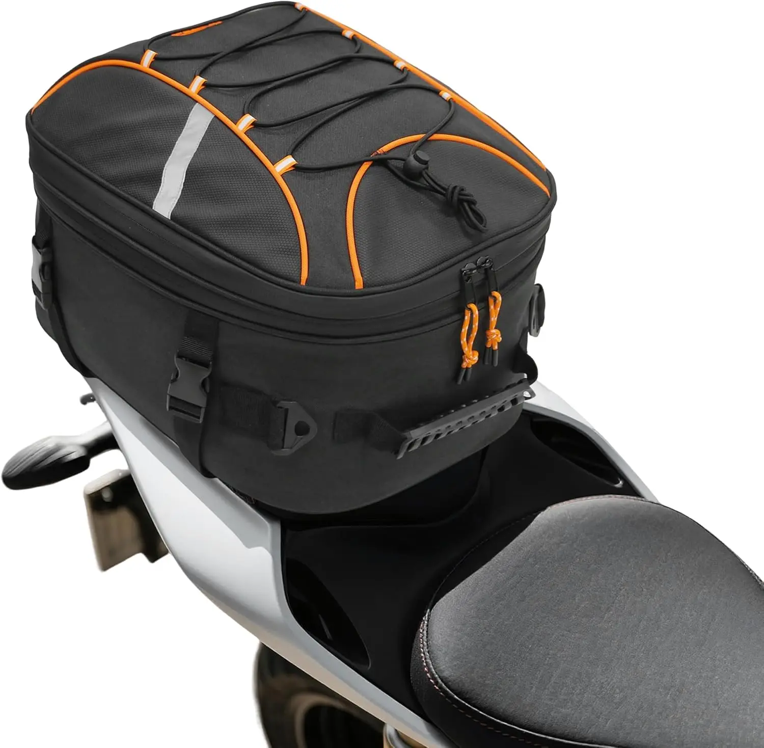

22L-34L Expandable Motorbike Rear Seat Bag with Rain Cover & Reflective Strips, Universal Fit for Most Motorcycles