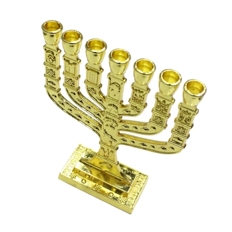 Hanukkah Menorah 7 Branch Holder Holy Grail Candlestick Religious Gift Dropship