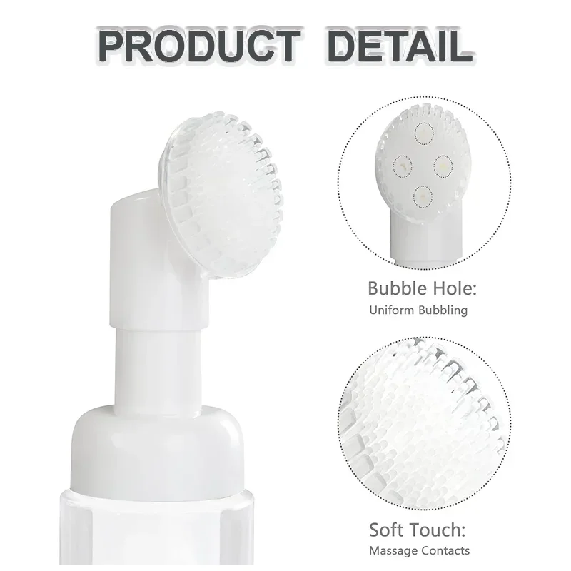 5pcs 100ml-250ml Empty Soap Foaming Bottles with Silicone Foam Massage Brush Bathroom Foaming Travel Lotion Refillable Container