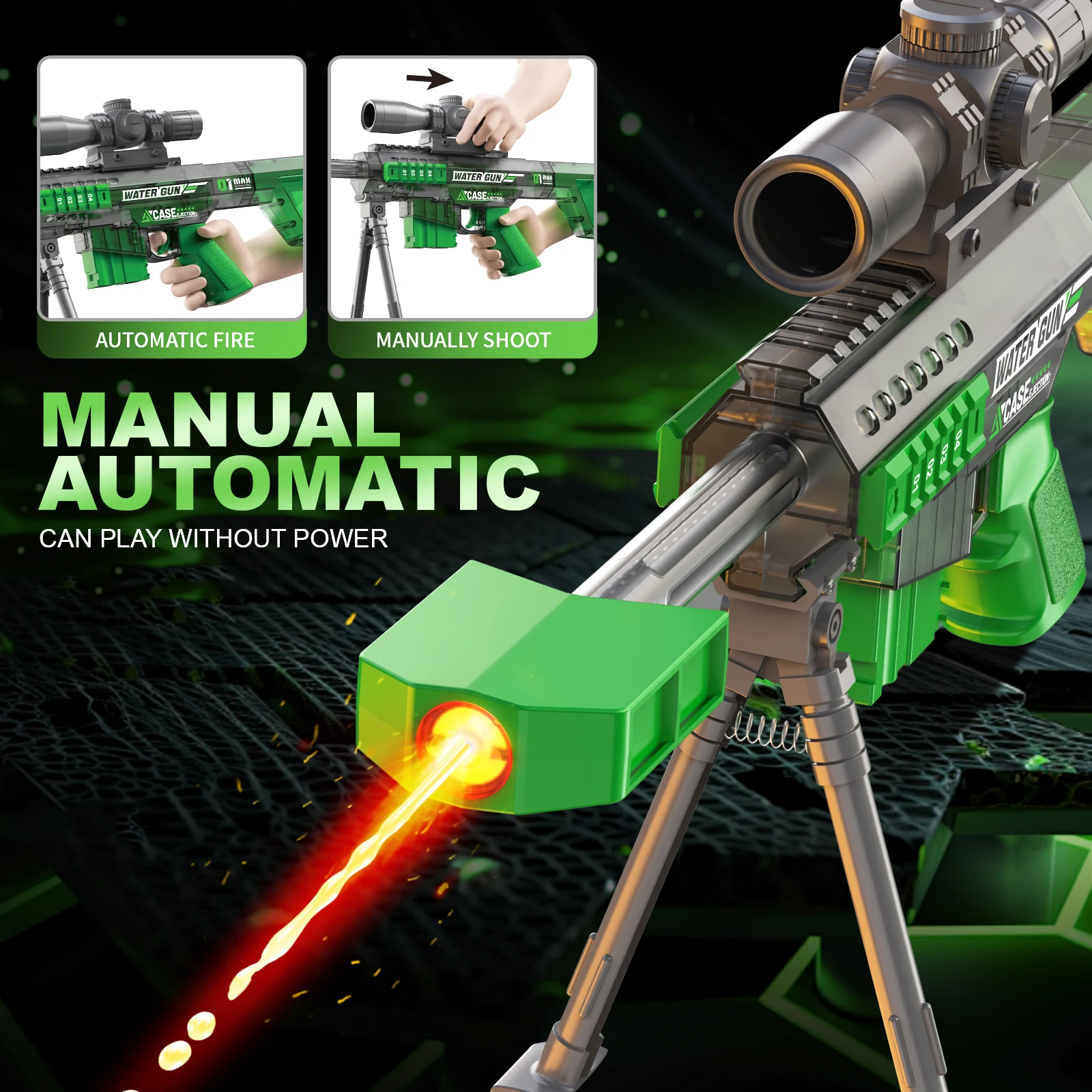 Electric Water Gun Toy Manual and Automatic Watergun with Lights and Sound Long Range Water Squirt Gun Beach Pool Outdoor Toy view 5