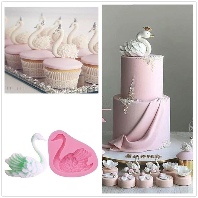 Swan Fondant Mold For Baby Shower 3D Cute Animal Sugar Craft Gumpaste Silicone Mould Cake Pop Decorating Tools Cupcake Topper
