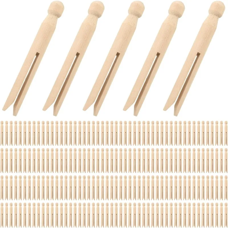 

10PCS Round Wooden Clothespins Dolly Clothes Pegs Old Fashioned Wood Clothes Pin for Craft Laundry Peg Outdoor Clothesline
