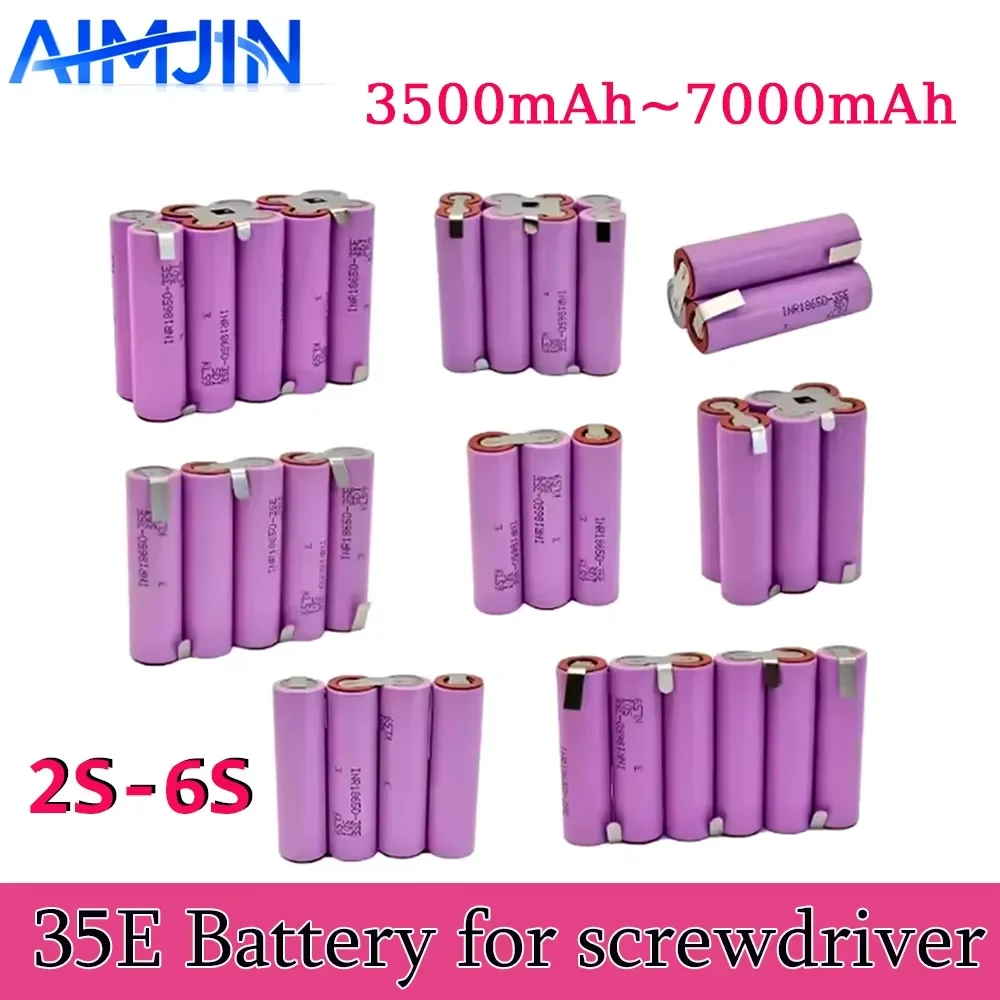 

18650 35E 3500mAh 7000mAh 20A battery 3S 4S 5S 6S 8S 7.4V 12.6V 14.8V 18V 25.2V for Screwdriver Batteries Weld Battery Pack