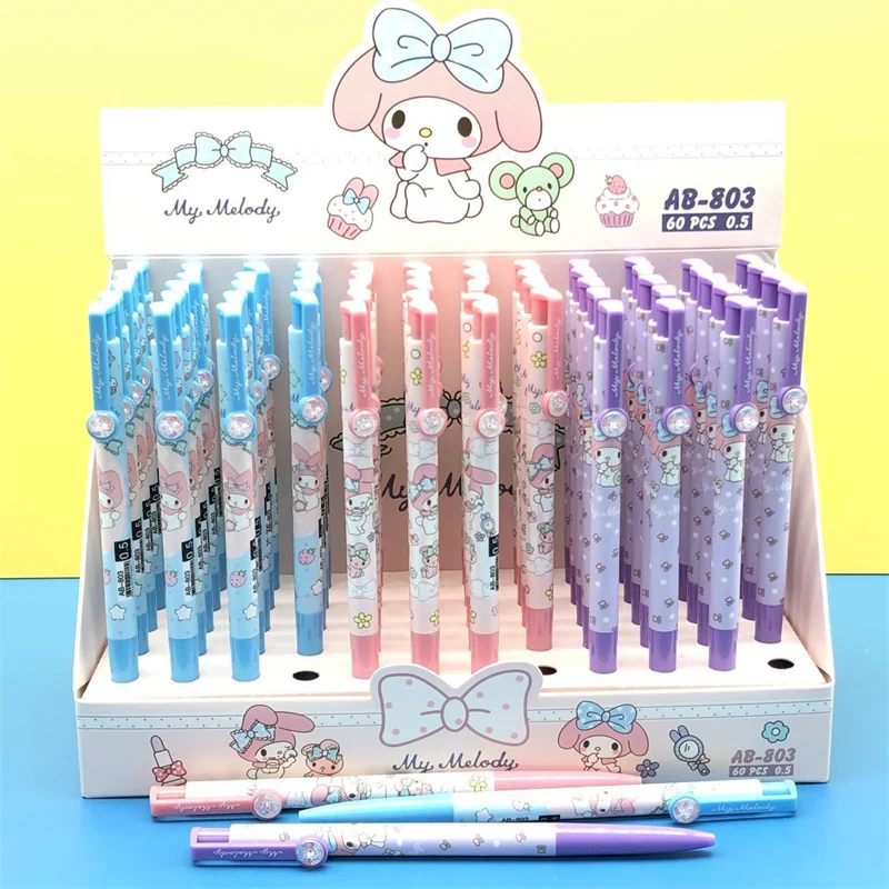 

60 pcs/lot Sanrio Kawaii Melody Press Ballpoint Pen Cute Blue ink Ball Pens School Office writing Supplies Stationery Gift