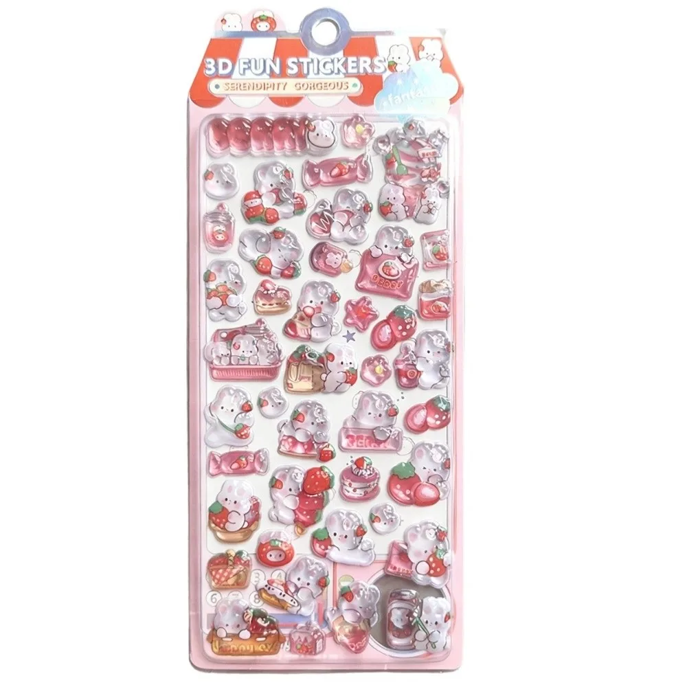 

PVC 3D Crystal Stickers Transparent Japanese Style Relief Decorative Sticker DIY Crafts Cartoon Rabbit