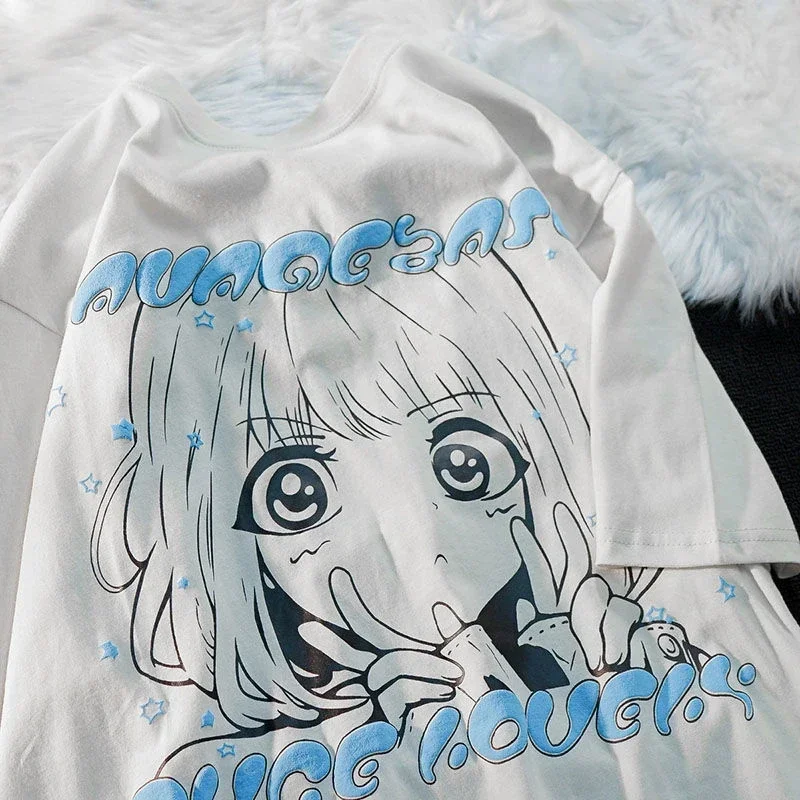 Oversized T Shirts Kawaii Y2k Anime Women\'s T Shirt Girl Print Clothes Graphic Streetwear T Shirt Harajuku Grunge Tops