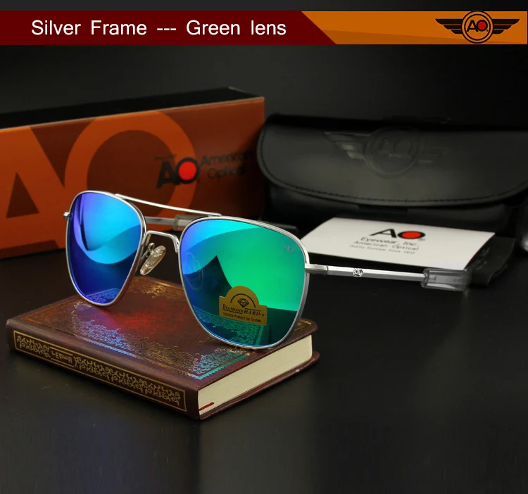 AO Sonnenbrille Mann USA Armee Militär Luftfahrt Pilot Sonnenbrille Glaslinse Frau Luxusmarke Retro Titan Rahmen Hohe Qualität – Detail 6