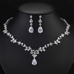 ZAKOL Brand Luxury AAA Zircon Earrings Necklace Jewelry Set Gorgeous Crystal Dubai Wedding Party Jewelry