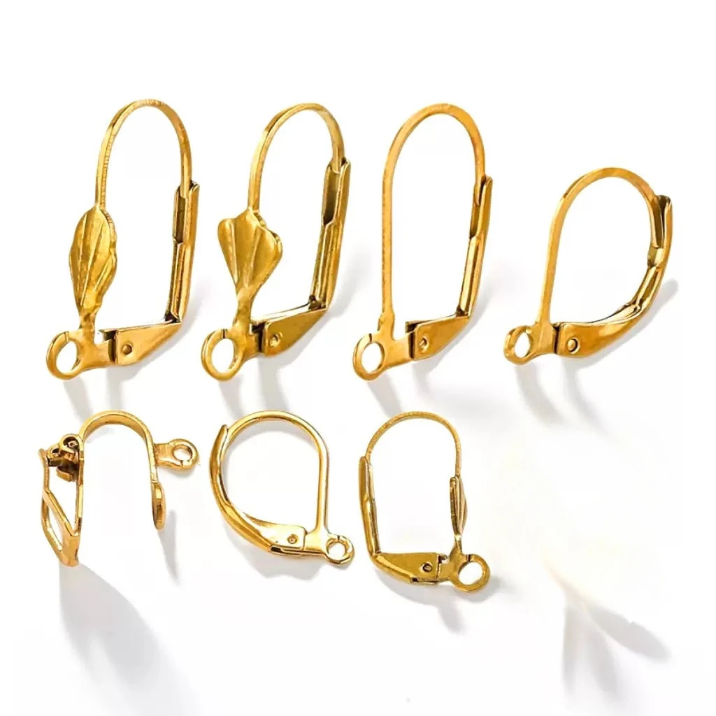 Gancho para Pendientes de Alta Calidad, Hipoalergénico, Chapado en Plata 925 y Oro, para Fabricación de Pendientes DIY, Hebilla Especial con Orificio
