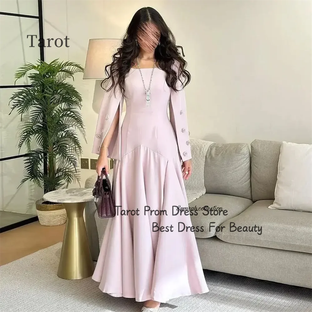 Modern Satin Off the Shoulder Square Collar Long Sleeves Prom Dresses A-line Floor-length Evening Gowns Ruffles Corset Ball Gown