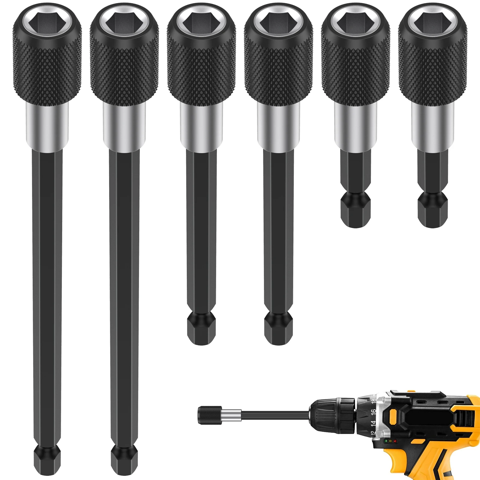 

6Pcs Hex Shank Drill Bit Extension Holder 1/4 Inch Quick Release Magnetic Screwdriver Extension Bit Holder Drill Bit Extender