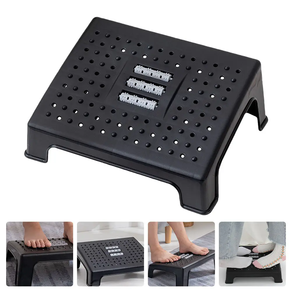 

Foot Stool Office Plastic Foot Rest Non Slip Footstool Under Desk Adjustable Footrest with Massage Roller Footstool