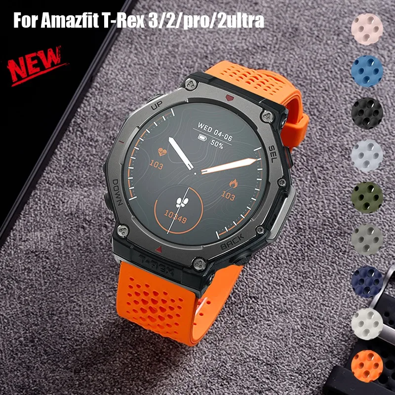 Atmungsaktives Silikonarmband für Amazfit T-Rex 3 T-Rex 2 Smart Watch Armband für Huami Amazfit T-Rex/2 Ultra Armband Correa Armband