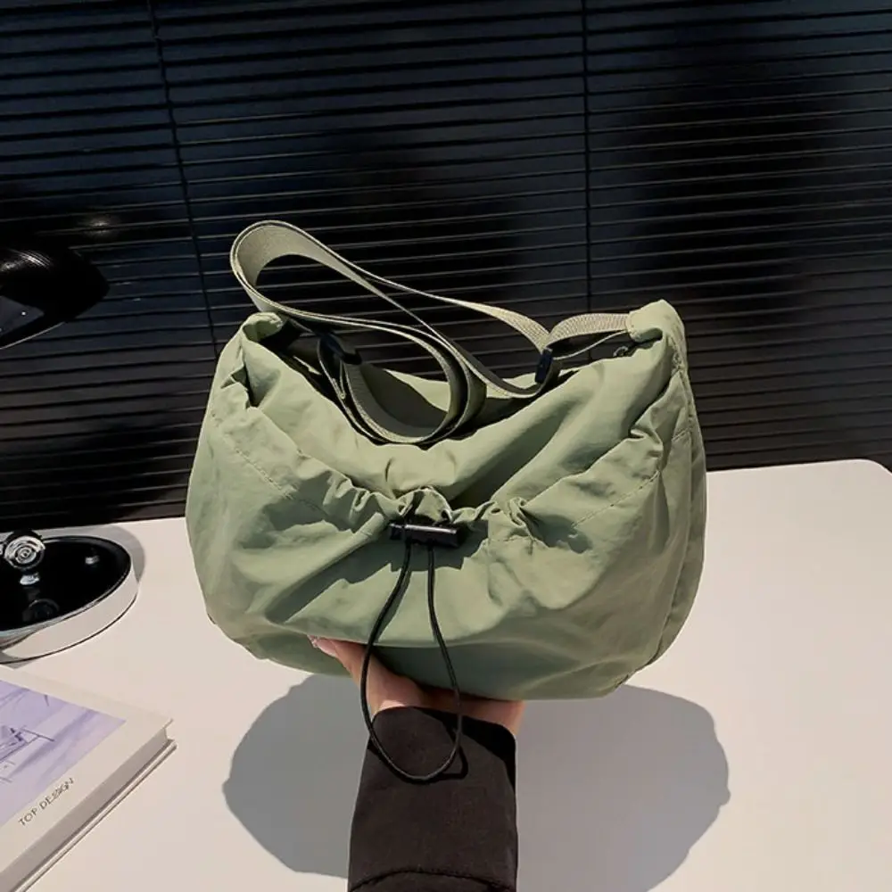 

Однотонная нейлоновая сумка через плечо с регулируемыми ремнями, вместительная сумка-мешок на шнурке, школьная сумка, сумка-тоут