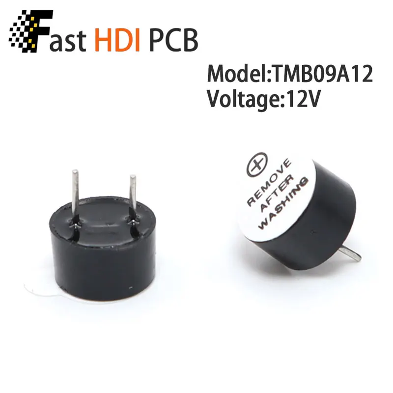 超小型アクティブブザー 9x5.5mm 3V(赤)/5V(青)/12V(黒) - ピンピッチ5.5mm 防水PBT耐熱設計 (無料サンプル)