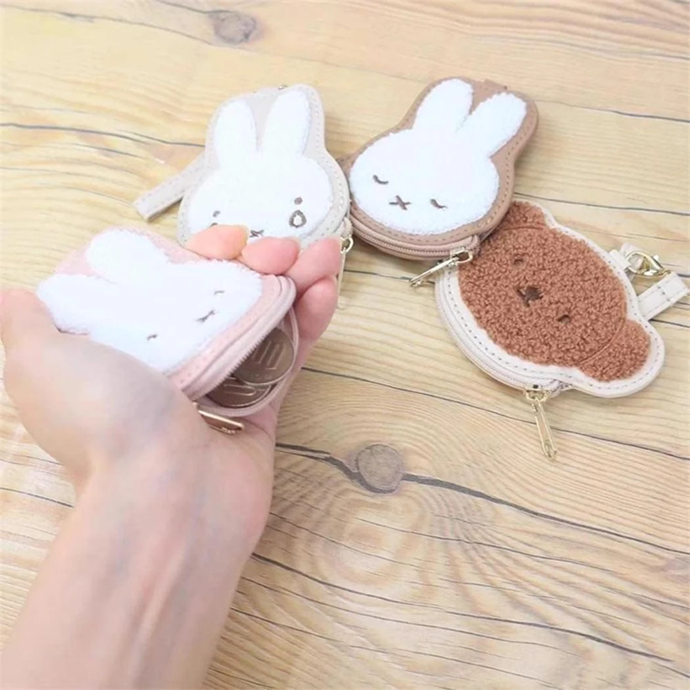 Kawaii Miffy Mini Coin Zero Geldbörse, Aufbewahrungstasche für kleine Gegenstände, niedlicher Schlüsselanhänger, Anhänger, Tasche, hängende Dekoration, Spielzeug und Geschenke für Mädchen