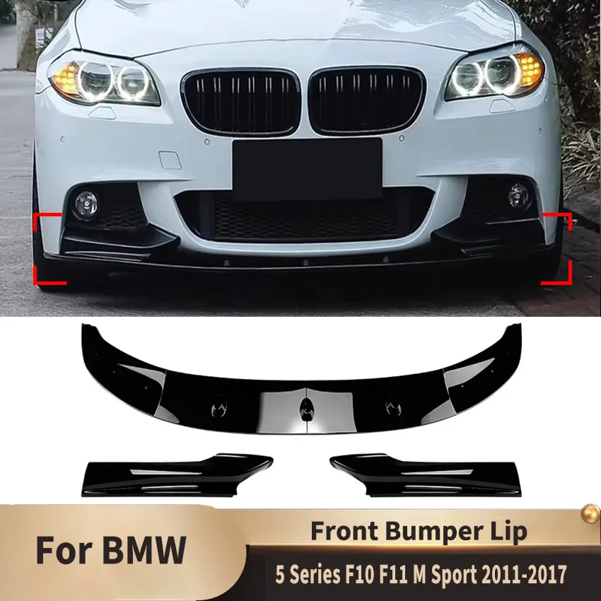 Car Front Bumper Lip Spoiler for BMW 5 Series F10 F11 M Sport 2011-2017 Trim Canard Lip Body Kit Splitter Auto Accessories