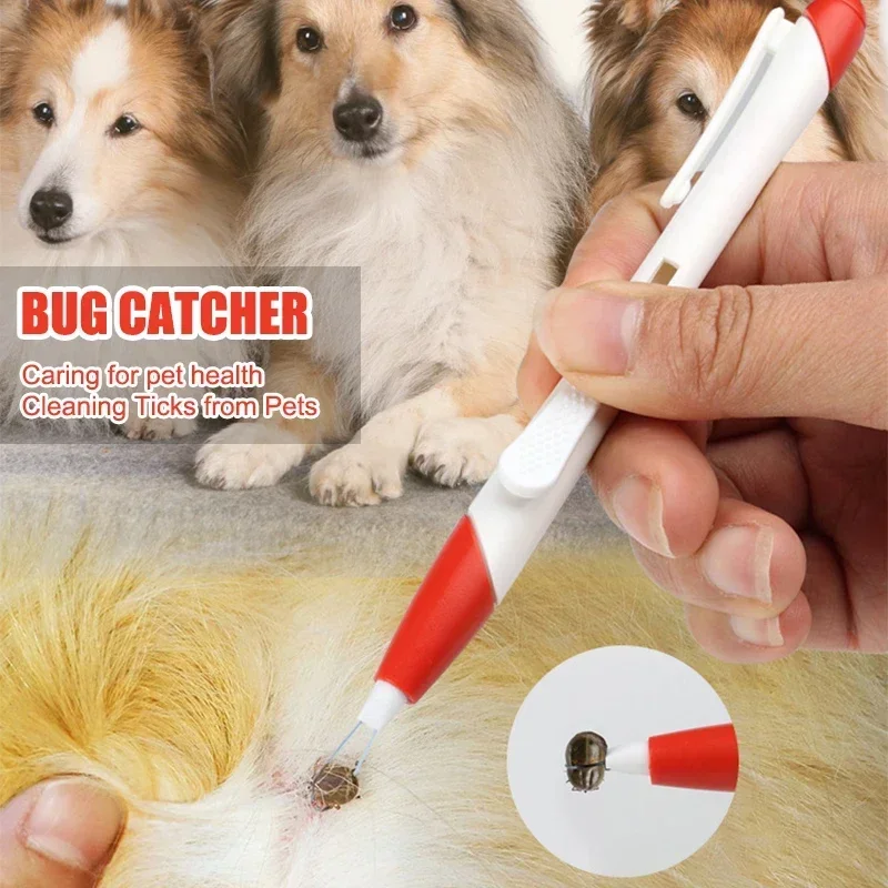 Pet Bug Catching Pen Anti Dog Ticks And Fleas Flea Tick Tweezers Clip Remover Rabbit Flea Removing Ticks Hair Groom Care Tools