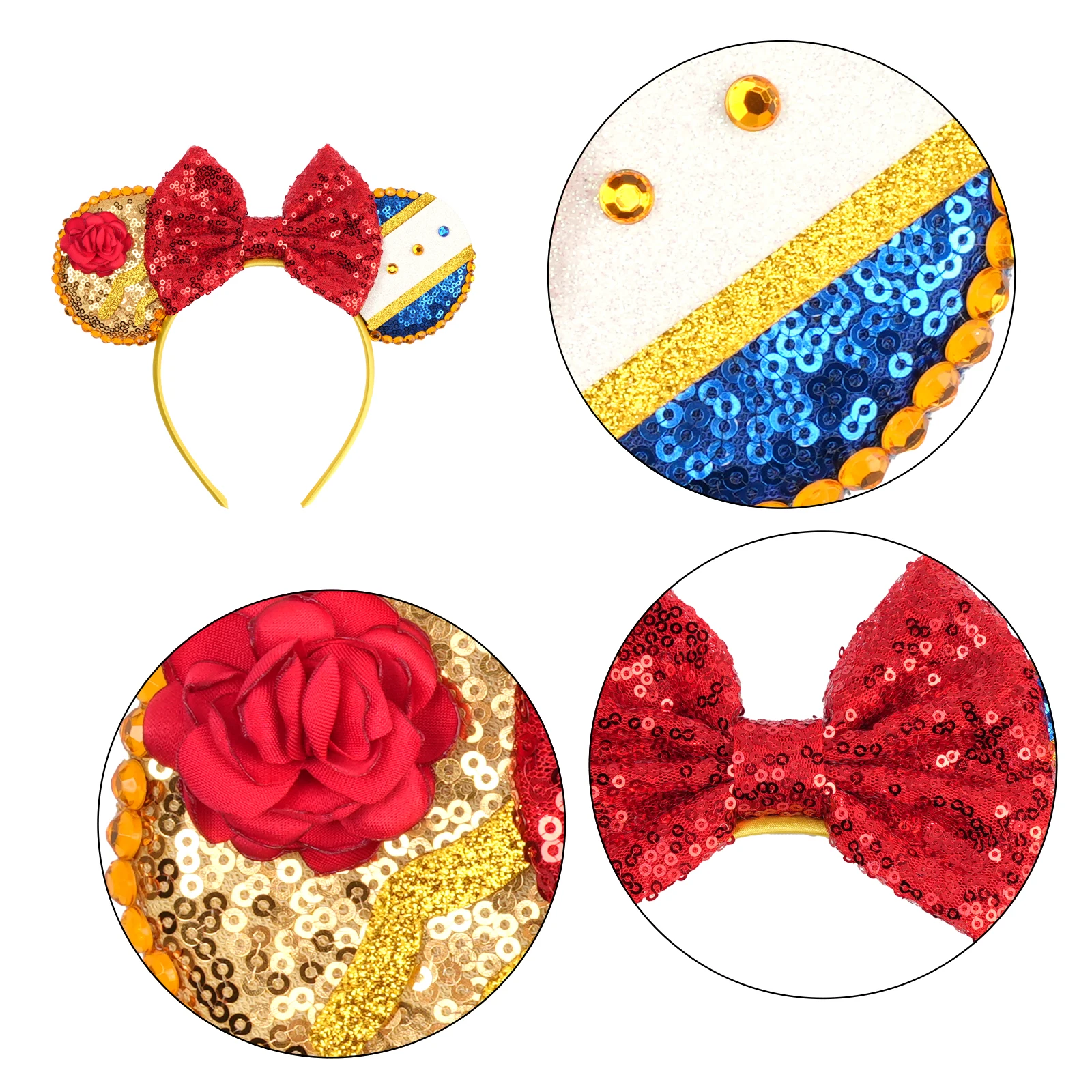 Disney Moana Headbands for Girls Kids Grass Green Mickey Mouse Ear Hairbands Women Red 5"Sequins Bow Maui Hair Accessories Gifts - view 4