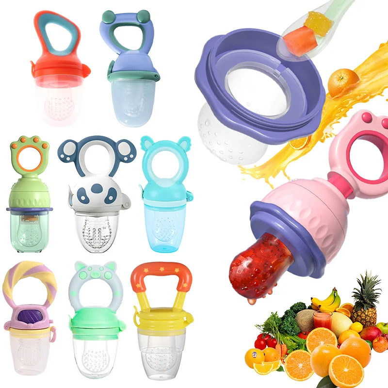 

30 Models Cute Baby Fruits And Vegetables Feeder Baby Food Grinding Feeding Pacifier Baby Teething Toys Cartoon Baby Items