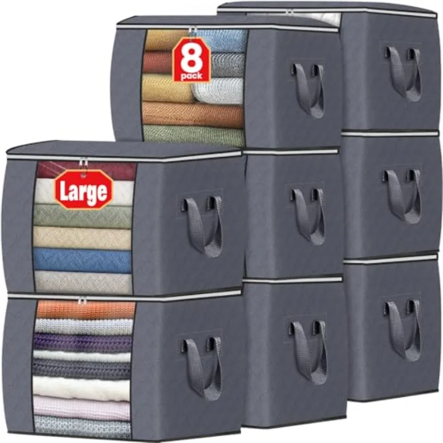 

24 Gallons Clothes Storage, Foldable Thick Fabric Blanket Storage Bags, Containers for Organizing Bedroom, Closet, Clothing, Co