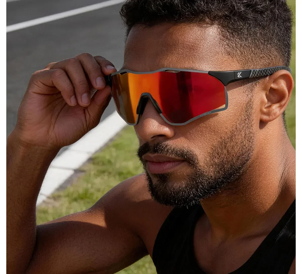 Kapvoe 2026 Neue Sonnenbrille Radfahrbrille Leichte Laufbrille Sportbrille für Männer und Frauen Wanderbrille Kohlefaser UV400 Schutzbrille – Detail 35