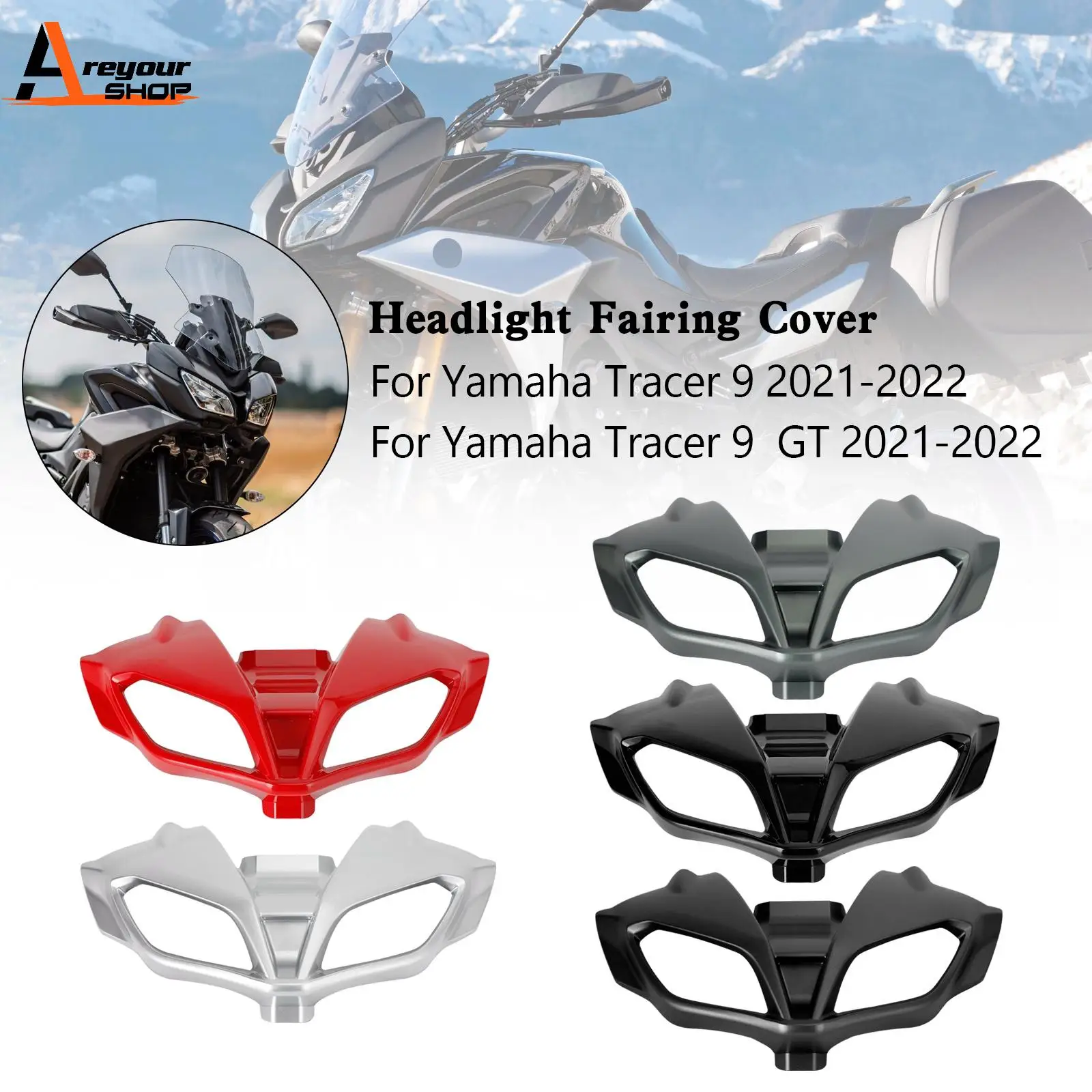 Areyourshop Headlight Fairing Stay Beak Nose Cone for Yamaha Tracer 9 GT 2021-2022