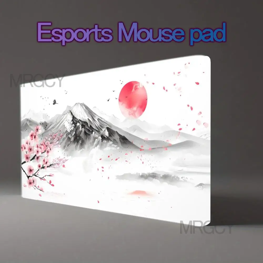 

Sakura and Snow Mountain Theme Pattern Mouse Pad, Anti-slip Rubber Bottom Game Pad,suitable for Electronic Games Home Office Use