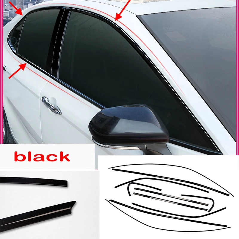 

FIT For Toyota Camry 2018 2019 2020 2021 2022 2023 stainless steel Black Car Window Sill Trim Molding Cover trim 10PC