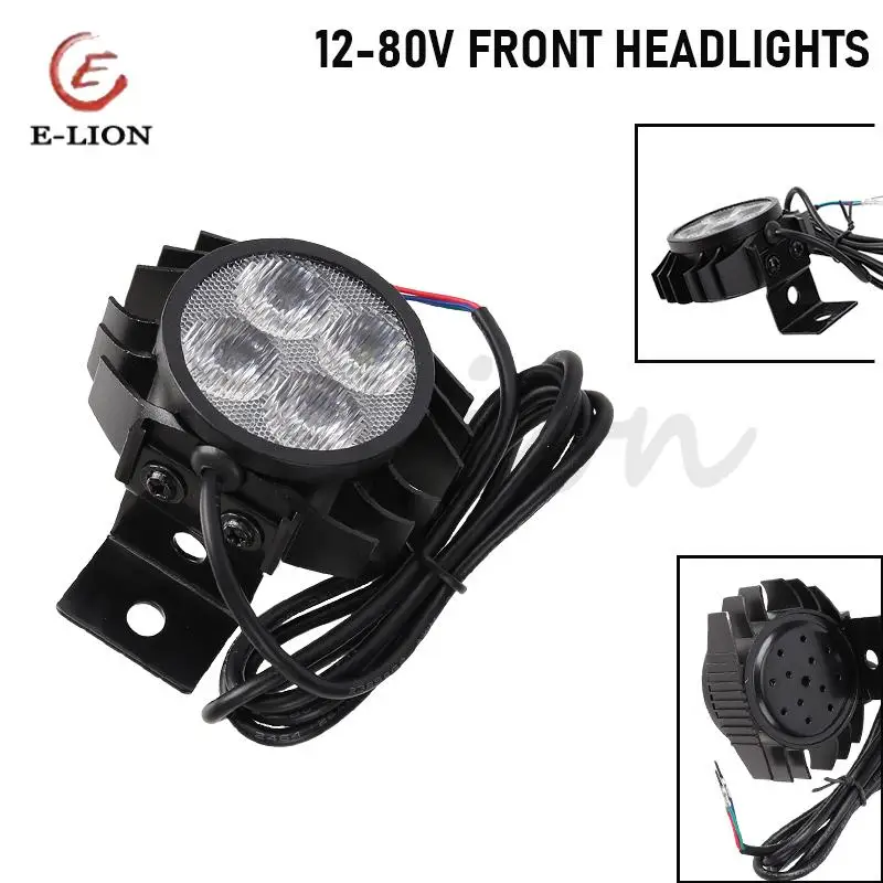 High-brightness electric scooter LED headlights, headlights for safe riding at night 4 lights, beads, 12-80V headlights