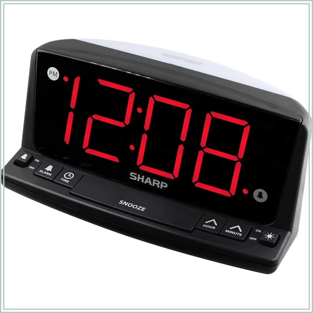 Jumbo Red LED Alarm Clock with Night Light, Loud Beep & Snooze, Easy to Read Numbers