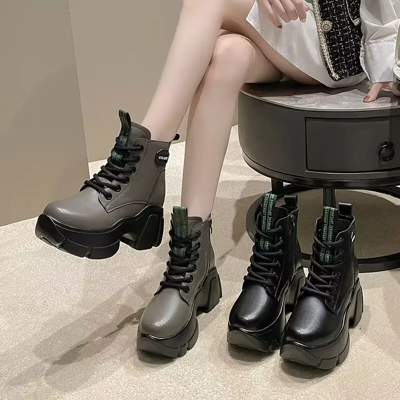 Women Boot Autumn Winter High Top Vulcanize Women Platfrom Wedges Shoes Zipper Chunky Sneakers Female Shoes zapatillas mujer