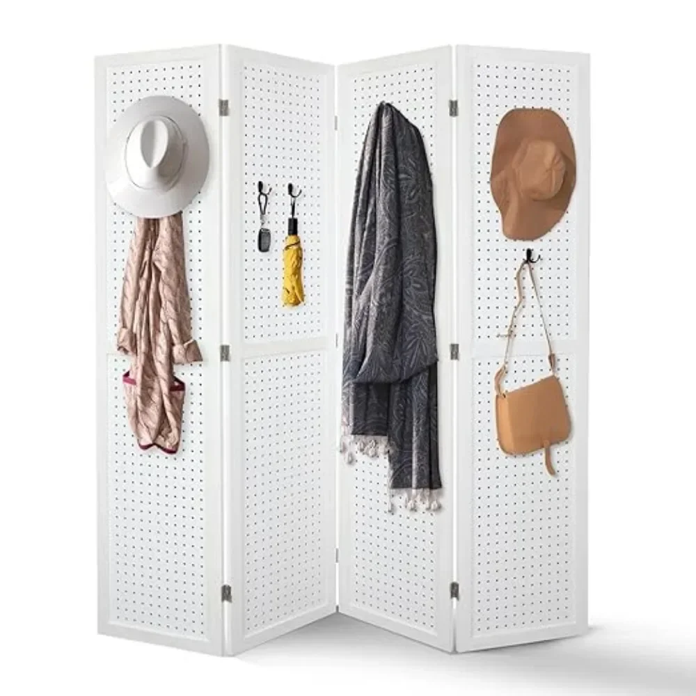 Panel Pegboard Display 5 Ft Folding Privacy Screen Wood Room Divider Portable Freestanding No Assemble Required.free Shipping