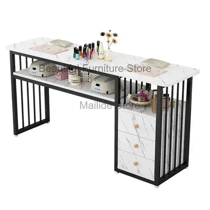 

For Modern Station Wrought Iron Commercial Manicure Furniture Nail Tables Simple Economical Upscale Professional Manicure Table