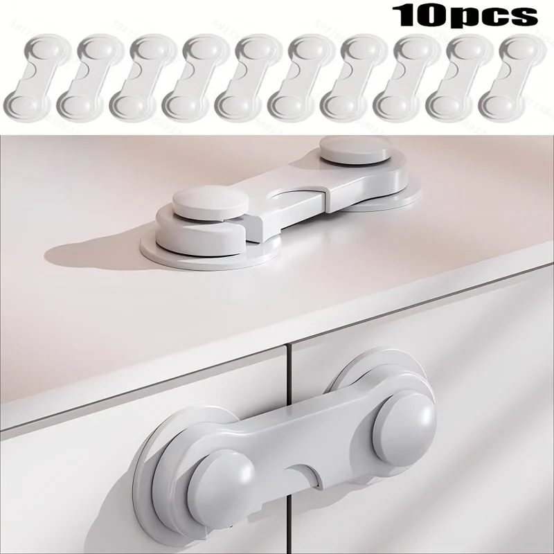 10pcs Baby Safe Straps Baby Safety Lock Drawer Child Safety Cabinet Locks Adhesive Cabinet Drawer Door Latches image 3