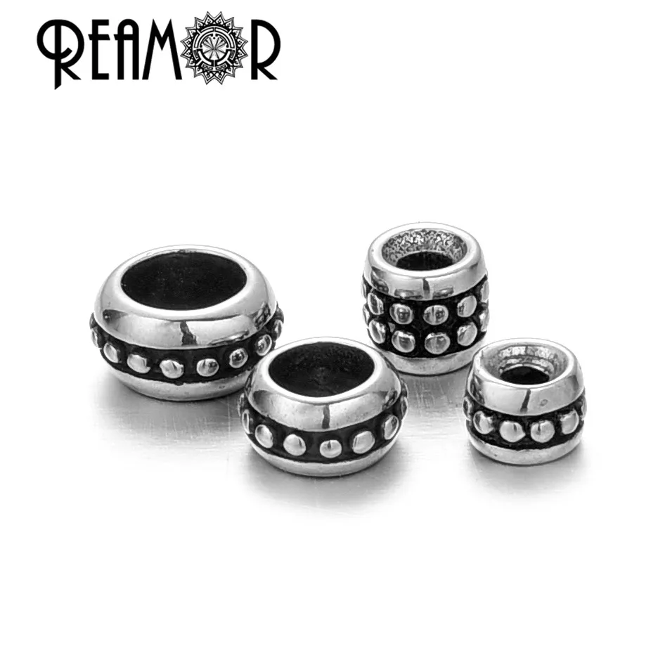 REAMOR 5Pcs 2/5/6/8mm Small Hole Beads Stainless Steel Basic Spacer Beads DIY Beaded Bracelet Necklace Jewelry Accessories