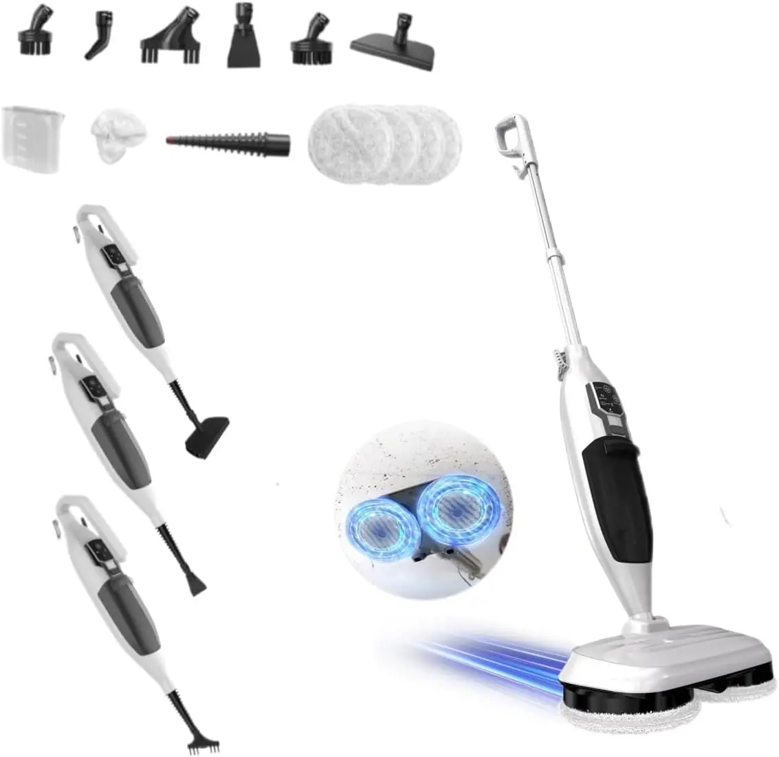 

Steam Mop with 13 Accessories, 550ml Tank for Hard Floors Deep Cleaning, Chemical-Free Sanitization