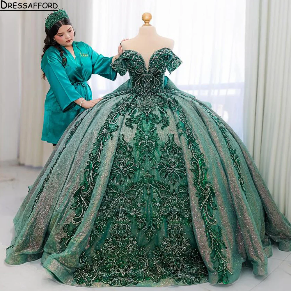 

Princess Rhinestones 15 Years Quinceanera Dress Pleat Off the Shoulder Sequin Robe Quinceanera Rouge Customized