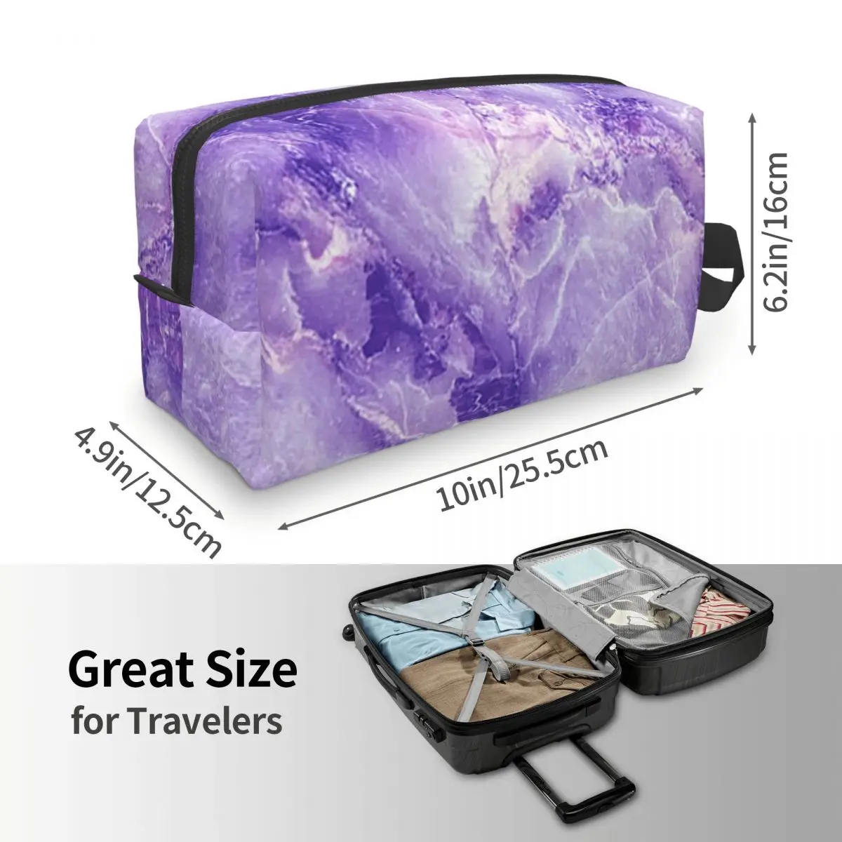 MARBLE - PURPLE Makeup Bag Cosmetic Organizer Storage Dopp Kit Toiletry Cosmetic Bag for Women Beauty Travel Pencil Case