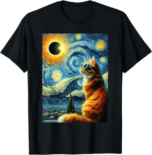 Camiseta Unisex Total Solar Eclipse 2024 April 8 Cat toality Solar Eclipse