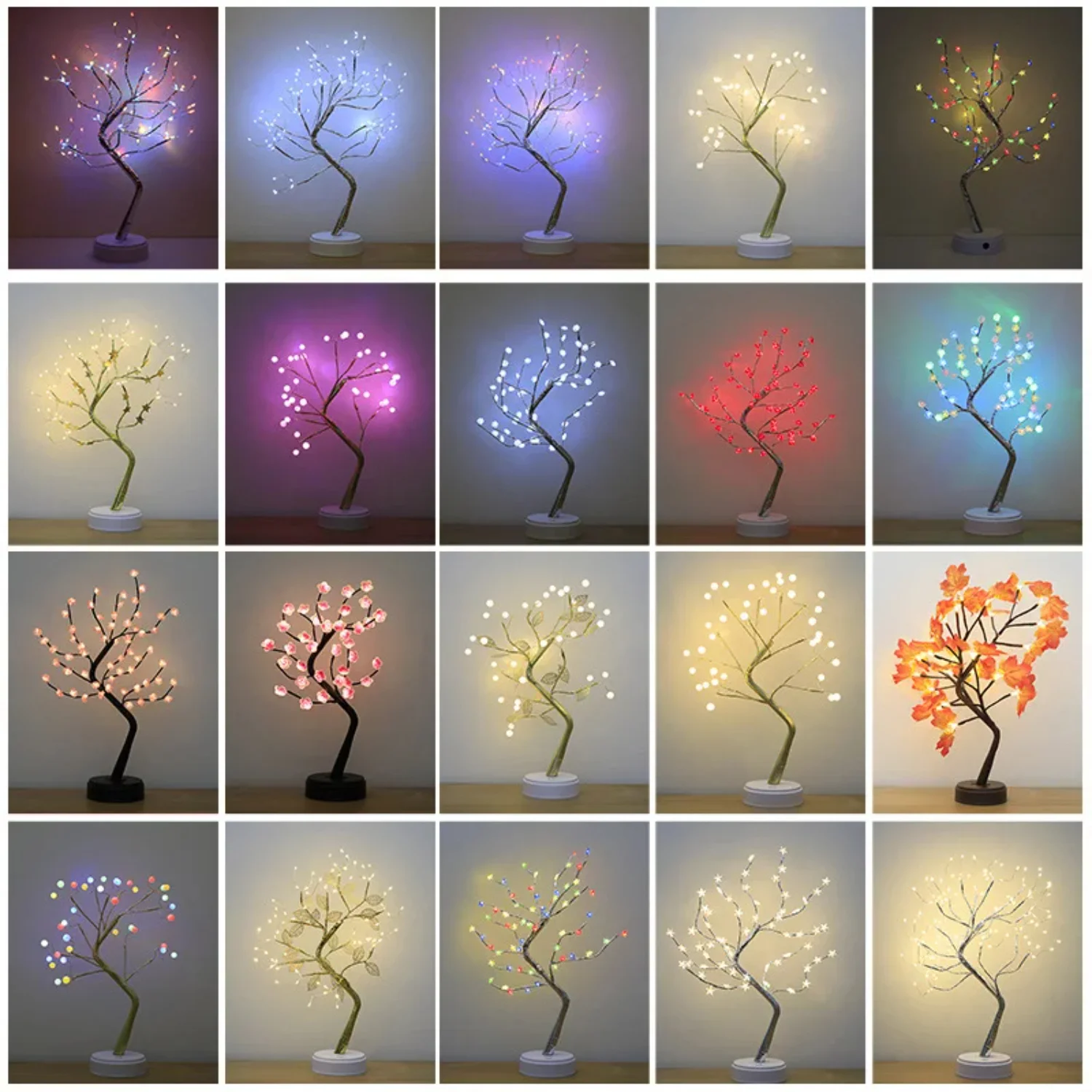 LED Tree Night Light รอมฎอนตกแต่ง USB/แบตเตอรี่สวิทช์ Fairy Christmas Tree Light โคมไฟตกแต่งห้องนอนปาร์ตี้วันหยุด