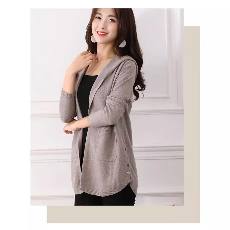 

Spring New Women's Knitted Sweater Thin Cardigan Style Coolmax Fiber Polyester Regular Sleeve Cleanfit Design Ladies' Knitwear