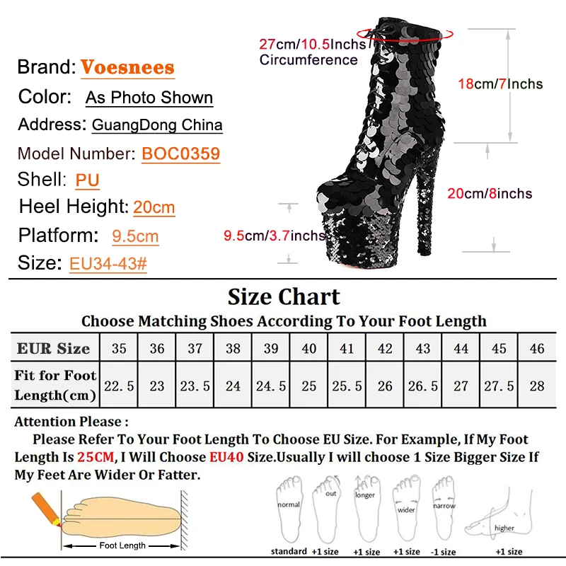 20CM Extreme High Heels Nightclub Sexy Knight Boot Pole Dance Stripper Shoes Sequined Platform Boots For Women 8Inch Short Botas