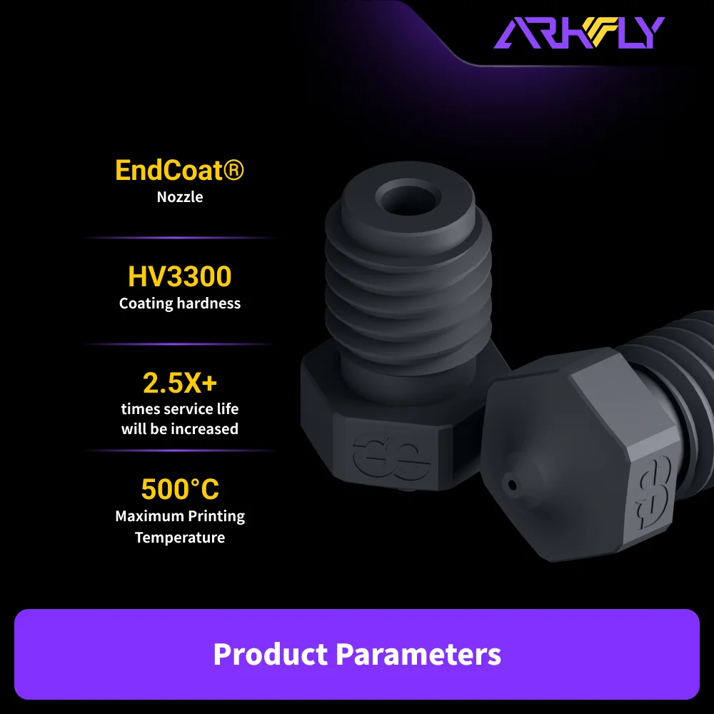 Phaetus Arkfly EndCoat V6 Nozzle patented coating hardened steel nozzle For 3D Printer V6 Hotend Prusa Hotend M6 Thread