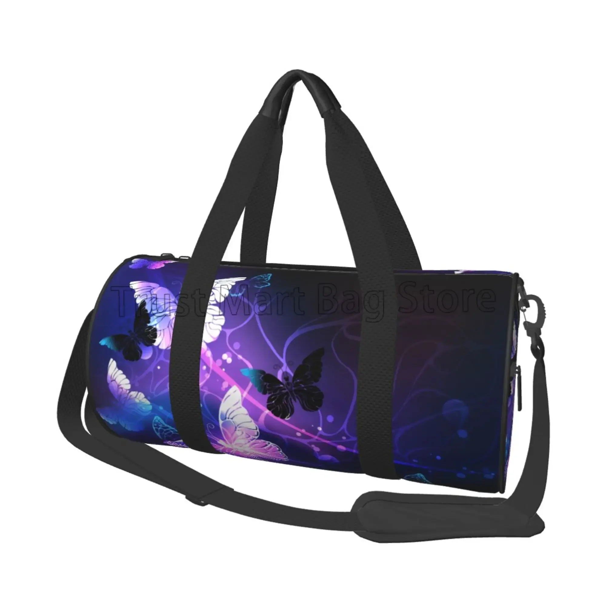 

Круглые дорожные вещевые сумки с летающей бабочкой, спортивный багаж для спортзала, большая дорожная сумка-тоут, сумки выходного дня для мужчин и женщин