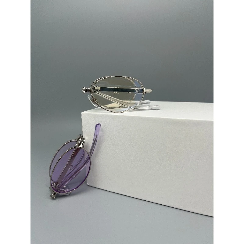 

2025 Korean Popular Purple GM Folding Oval Sunglasses for Women High-end Anti-ultraviolet Sunglasses